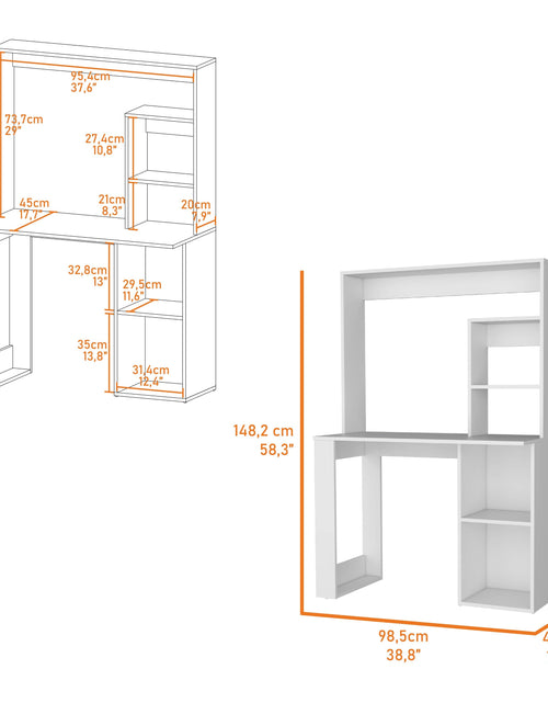 Load image into Gallery viewer, Carroll Computer Desk with Hutch and Shelves by FM FURNITURE
