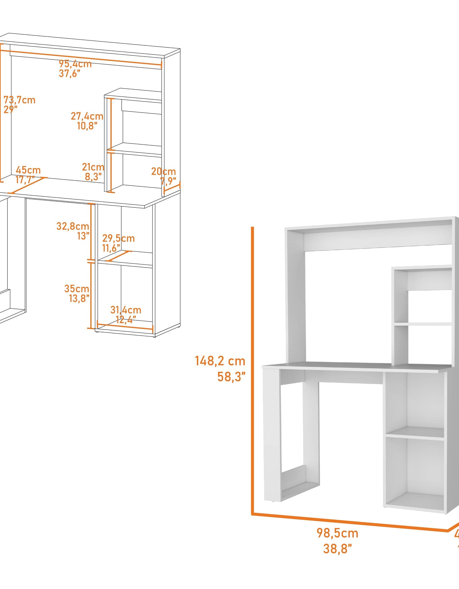 Carroll Computer Desk with Hutch and Shelves by FM FURNITURE
