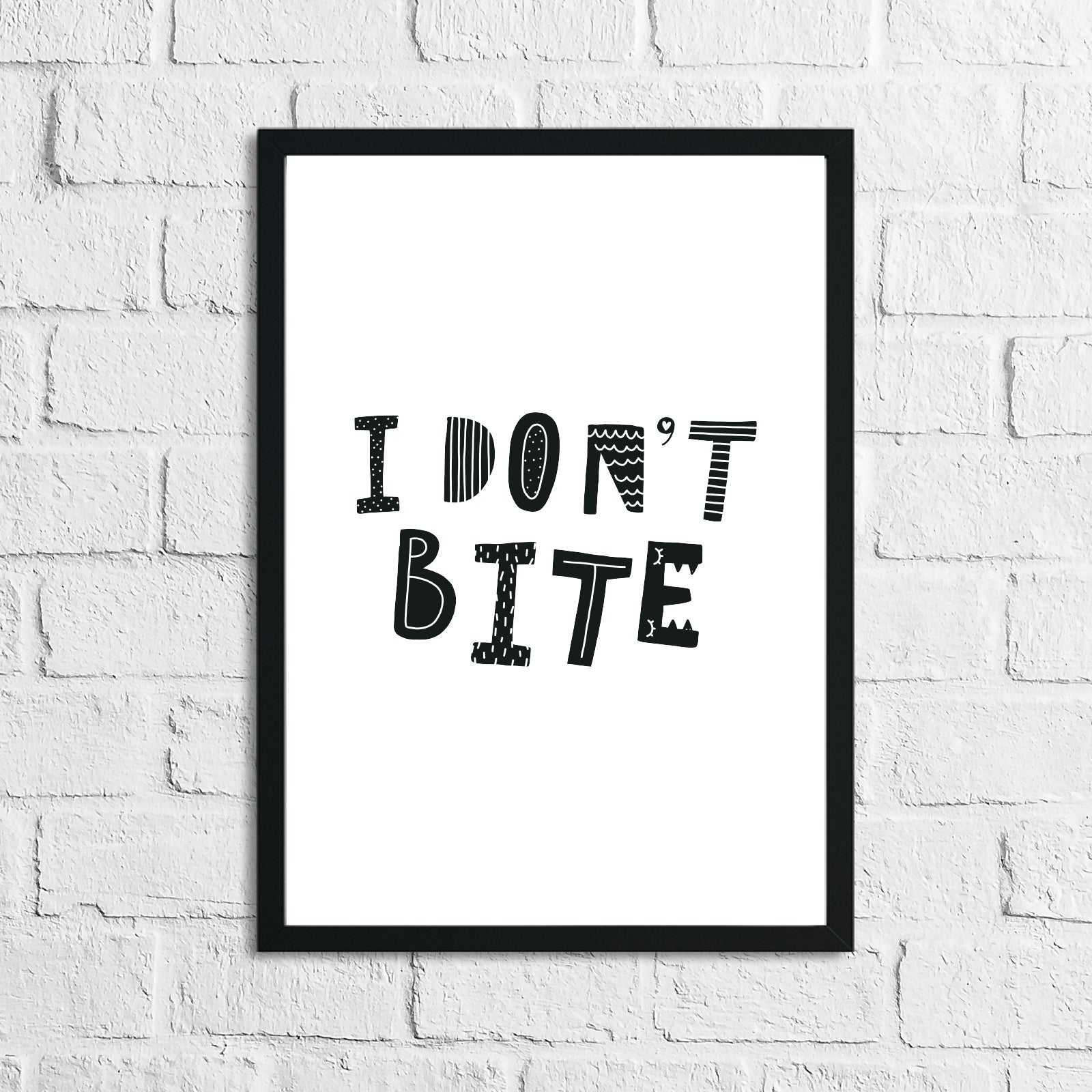 Scandinavian I Don't Bite Children's Nursery Bedroom Wall Decor Print by WinsterCreations™ Official Store