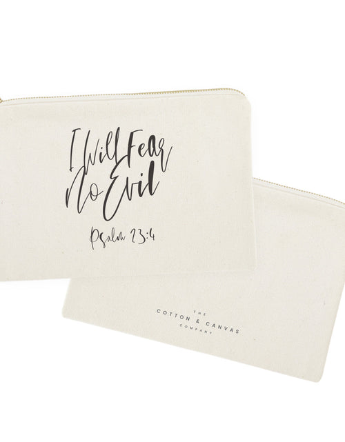 Load image into Gallery viewer, I Will Fear No Evil, Pslam 23:4 Cotton Canvas Cosmetic Bag by The Cotton &amp; Canvas Co.
