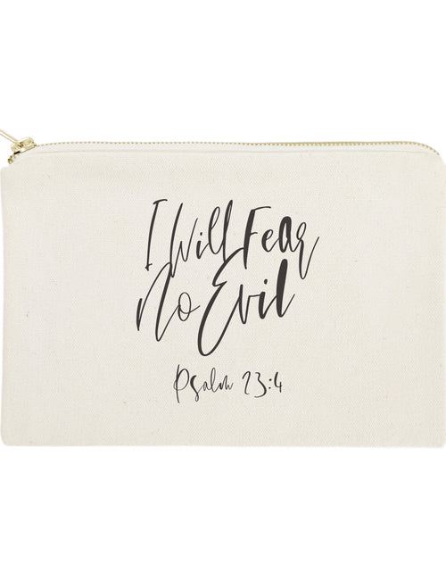 Load image into Gallery viewer, I Will Fear No Evil, Pslam 23:4 Cotton Canvas Cosmetic Bag by The Cotton &amp; Canvas Co.
