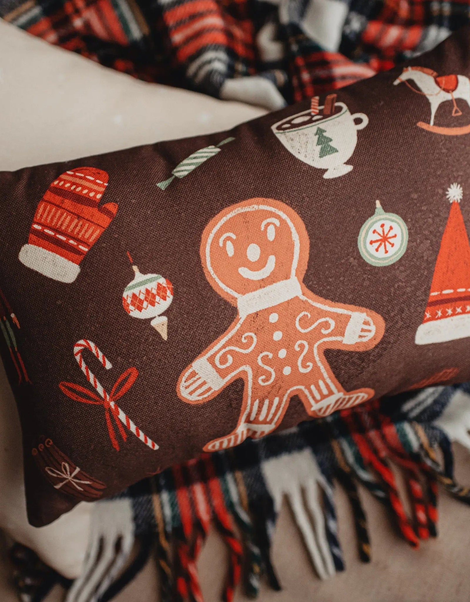 Iced Gingerbread Man | Christmas Throw Pillow | 12x18 18x12 | Rustic Home Decor | Rustic Christmas Decor | Farmhouse Decor | Room Decor by UniikPillows