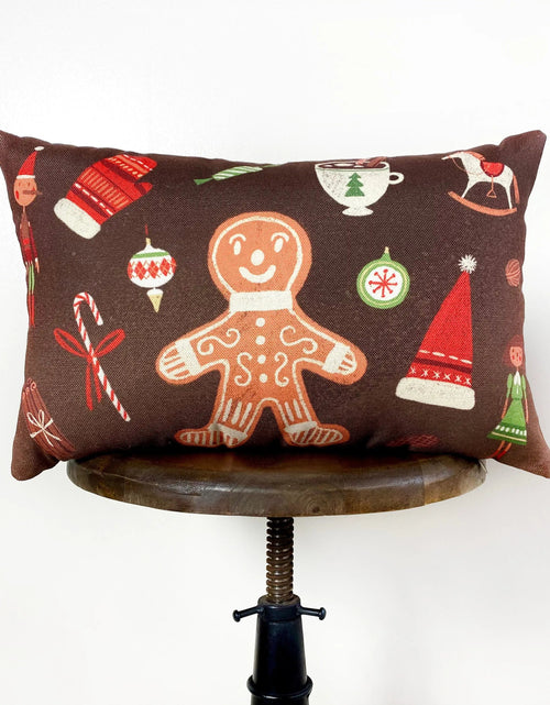 Load image into Gallery viewer, Iced Gingerbread Man | Christmas Throw Pillow | 12x18 18x12 | Rustic Home Decor | Rustic Christmas Decor | Farmhouse Decor | Room Decor by UniikPillows

