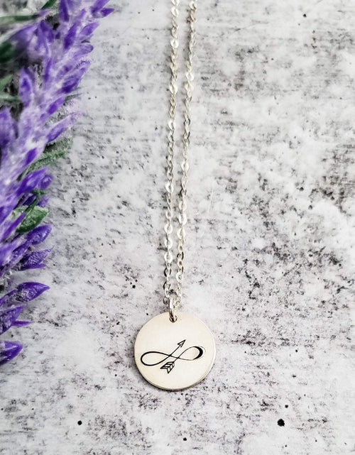 Load image into Gallery viewer, Infinity Arrow Forever Necklace by Salt and Sparkle

