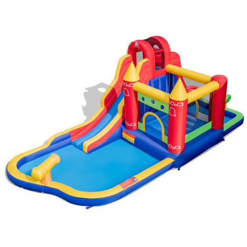 Load image into Gallery viewer, 9-in-1 Inflatable Bounce Castle with Water Slide and Splash Pool without Blower
