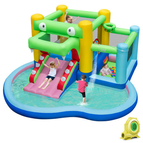 Load image into Gallery viewer, Inflatable Bounce House with Slide and Splash Pooland and 680W Blower

