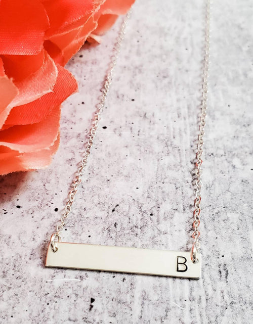 Load image into Gallery viewer, Initial Bar Necklace by Salt and Sparkle
