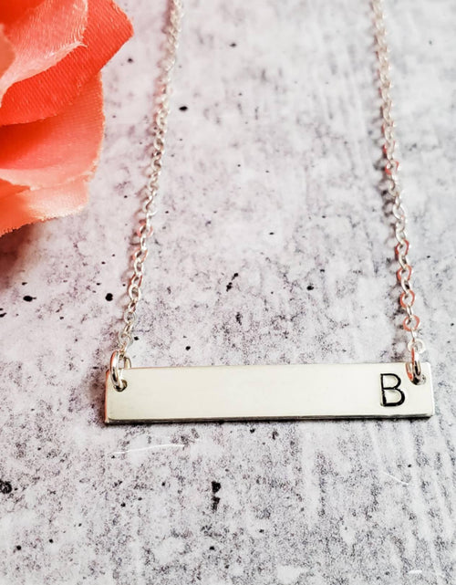 Load image into Gallery viewer, Initial Bar Necklace by Salt and Sparkle
