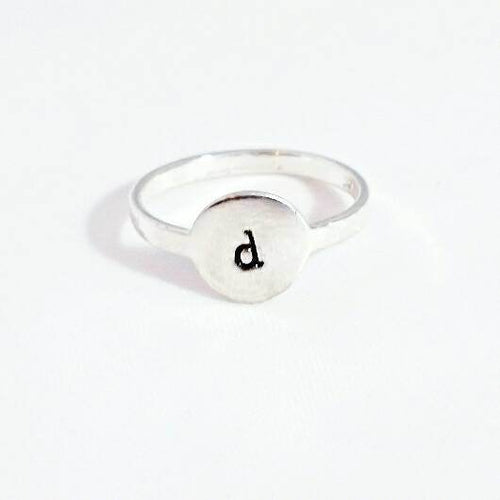Load image into Gallery viewer, Initial Signet Sterling Silver Ring by Salt and Sparkle
