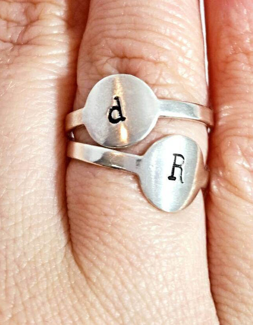 Load image into Gallery viewer, Initial Signet Sterling Silver Ring by Salt and Sparkle
