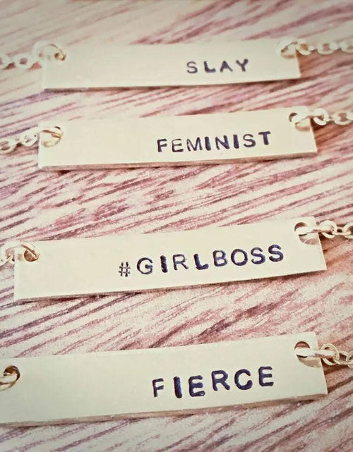 Load image into Gallery viewer, Inspirational Custom Brass Bar Necklace by Salt and Sparkle
