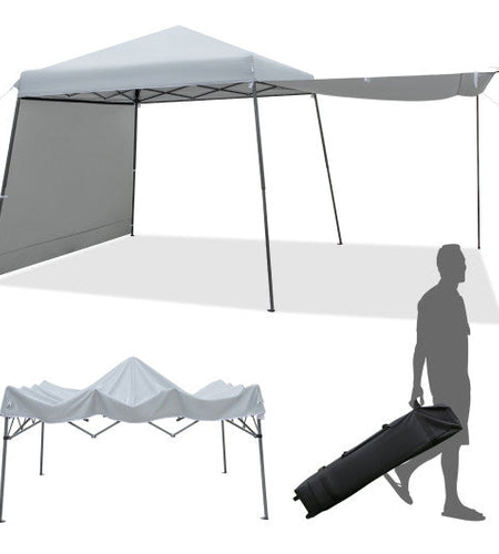 Patio 10x10FT Instant Pop-up Canopy Folding Tent with Sidewalls and Awnings Outdoor-Gray