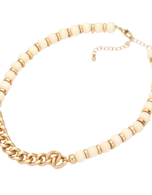 Load image into Gallery viewer, Metal Chain Link Accented Wood Necklace by Madeline Love
