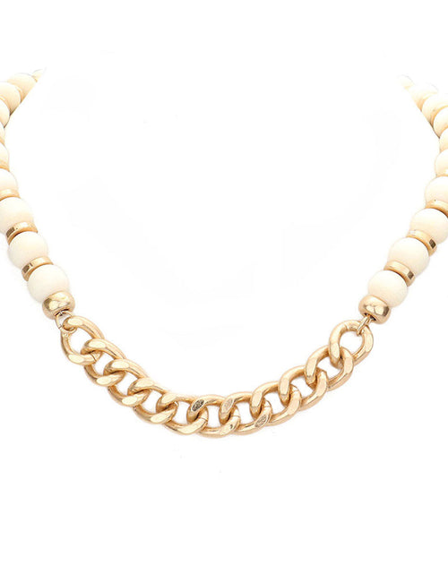 Load image into Gallery viewer, Metal Chain Link Accented Wood Necklace by Madeline Love
