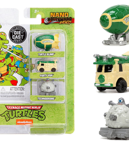 "Teenage Mutant Ninja Turtles" 3 piece Set "Nickelodeon" "Nano Hollywood Rides" Series Diecast Model Cars by Jada