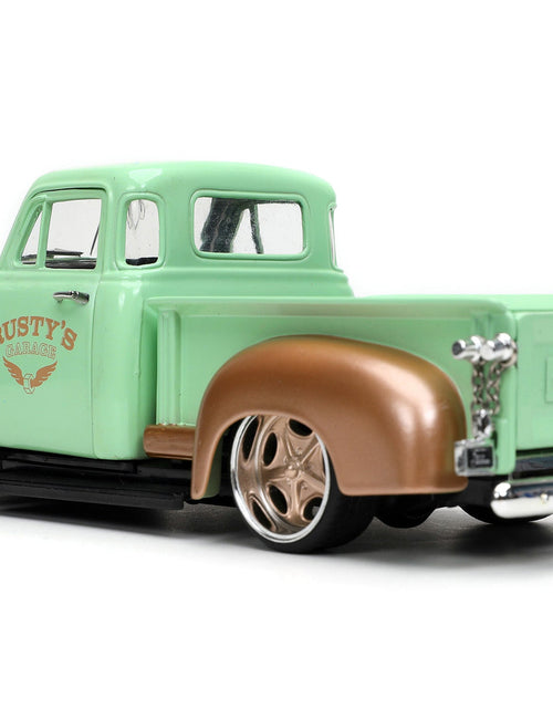 Load image into Gallery viewer, 1953 Chevrolet 3100 Pickup Truck Light Green and Gold Metallic "Rusty's Garage" with Extra Wheels "Just Trucks" Series 1/24 Diecast Model Car by Jada
