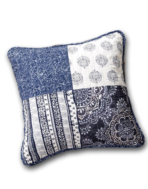 Load image into Gallery viewer, DaDa Bedding Set of 2-Pieces Bohemian Denim Blue Elegance Throw Pillow Covers - 18” x 18" (JHW660) by DaDa Bedding Collection
