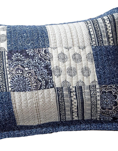 Load image into Gallery viewer, DaDa Bedding Denim Blue Elegance Floral Patchwork Farmhouse Pillow Sham (JHW660) by DaDa Bedding Collection
