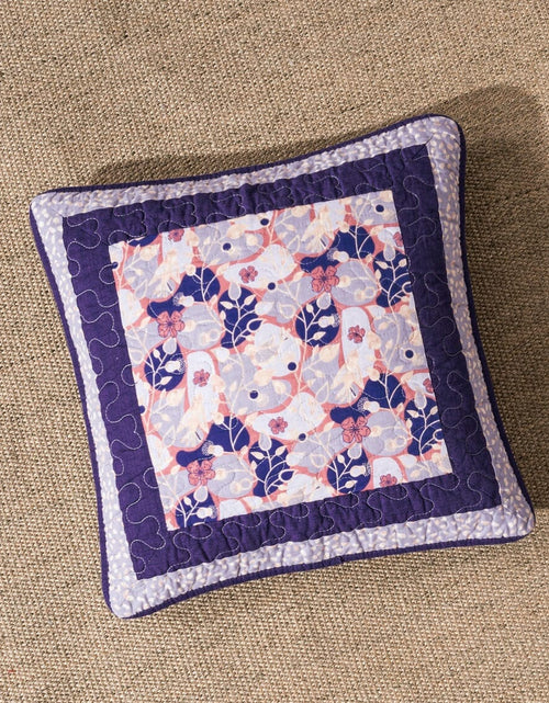 Load image into Gallery viewer, DaDa Bedding Set of 2-Pieces Peachy Blossoms Purple Floral Patchwork Throw Pillow Covers, 18" x 18" - Designed in USA (JHW877) by DaDa Bedding Collection
