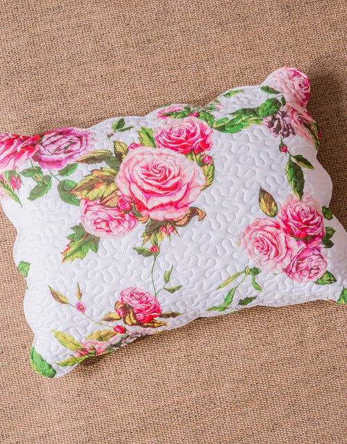 Load image into Gallery viewer, DaDa Bedding Romantic Roses Spring Floral Pink Scalloped Pillow Sham 1-Piece (JHW879) by DaDa Bedding Collection
