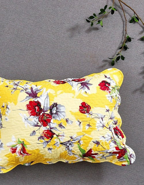Load image into Gallery viewer, DaDa Bedding Sunshine Yellow Hummingbirds Floral Scalloped Pillow Sham 1-Piece (JHW-925) by DaDa Bedding Collection
