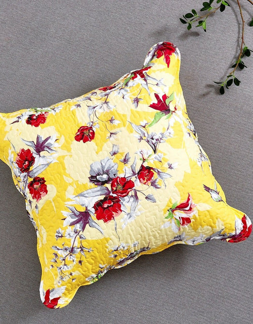Load image into Gallery viewer, DaDa Bedding Sunshine Yellow Hummingbirds Floral Scalloped Euro Pillow Sham Cover, 26" x 26" (JHW925) by DaDa Bedding Collection
