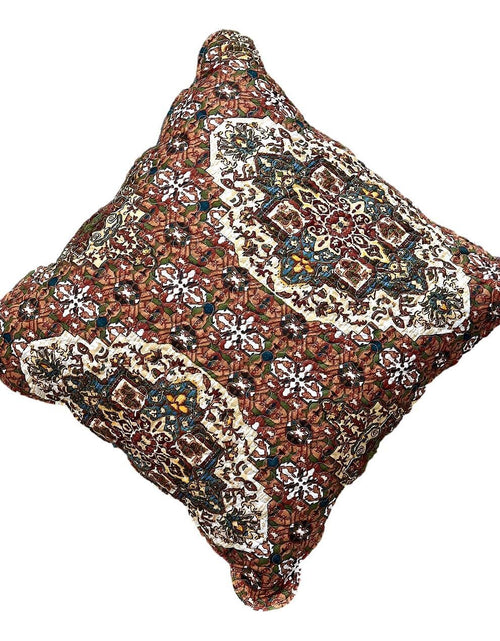 Load image into Gallery viewer, DaDa Bedding Rustic Earthy Cross Motif Folk Style Scalloped Euro Pillow Sham Cover, 26" x 26" (JHW944) by DaDa Bedding Collection
