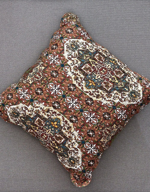 Load image into Gallery viewer, DaDa Bedding Rustic Earthy Cross Motif Folk Style Scalloped Euro Pillow Sham Cover, 26" x 26" (JHW944) by DaDa Bedding Collection

