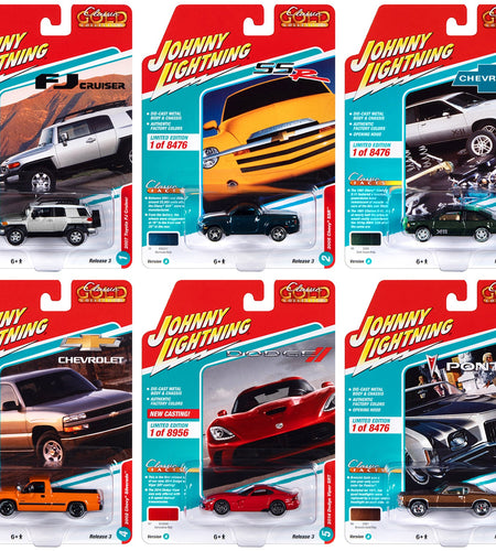 "Classic Gold Collection" 2022 Set A of 6 Cars Release 3 1/64 Diecast Model Cars by Johnny Lightning