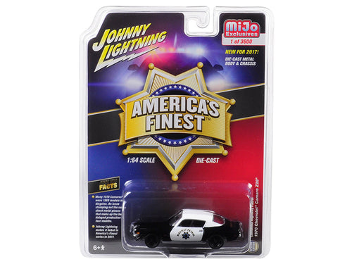 Load image into Gallery viewer, 1970 Chevrolet Camaro Z28 California Highway Patrol (CHP) Black and White "America's Finest" Limited Edition to 3600 pieces Worldwide 1/64 Diecast Model Car by Johnny Lightning
