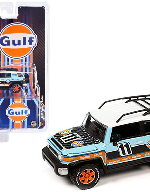 Load image into Gallery viewer, 2007 Toyota FJ Cruiser #11 Light Blue "Gulf Oil" with Roofrack Limited Edition to 6000 pieces Worldwide 1/64 Diecast Model Car by Johnny Lightning

