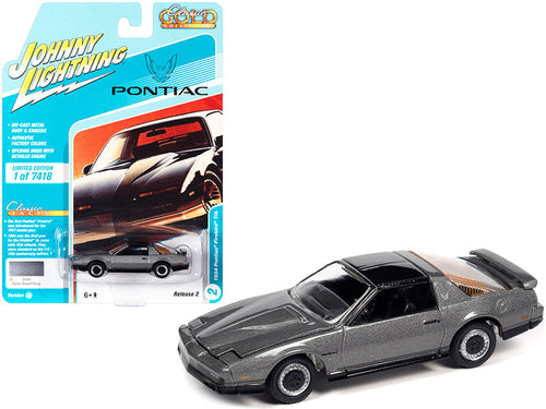 Load image into Gallery viewer, 1984 Pontiac Firebird Trans Am T/A Silver Sand Gray Metallic with Black Top "Classic Gold Collection" Series Limited Edition to 7418 pieces Worldwide 1/64 Diecast Model Car by Johnny Lightning
