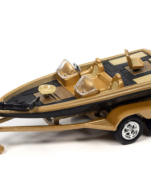 Load image into Gallery viewer, 1980 Chevrolet Monte Carlo Light Camel Gold Metallic with Bass Boat and Trailer Limited Edition to 7264 pieces Worldwide "Tow &amp; Go" Series 1/64 Diecast Model Car by Johnny Lightning
