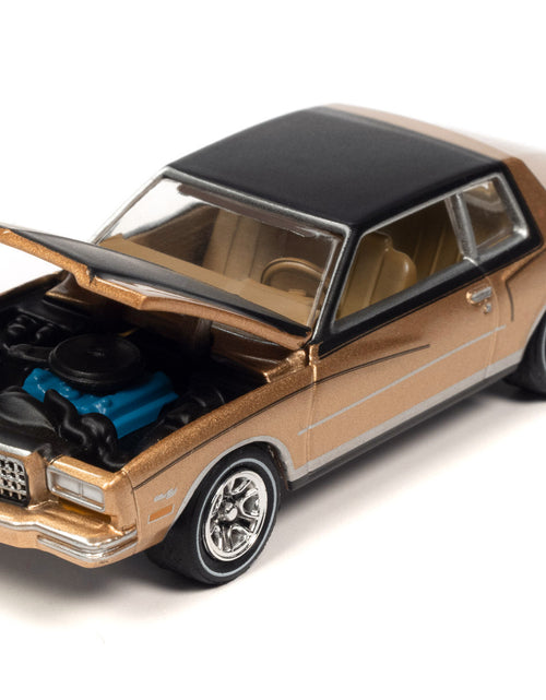 Load image into Gallery viewer, 1980 Chevrolet Monte Carlo Light Camel Gold Metallic with Black Top and Hood Limited Edition to 3484 pieces Worldwide "OK Used Cars" 2023 Series 1/64 Diecast Model Car by Johnny Lightning
