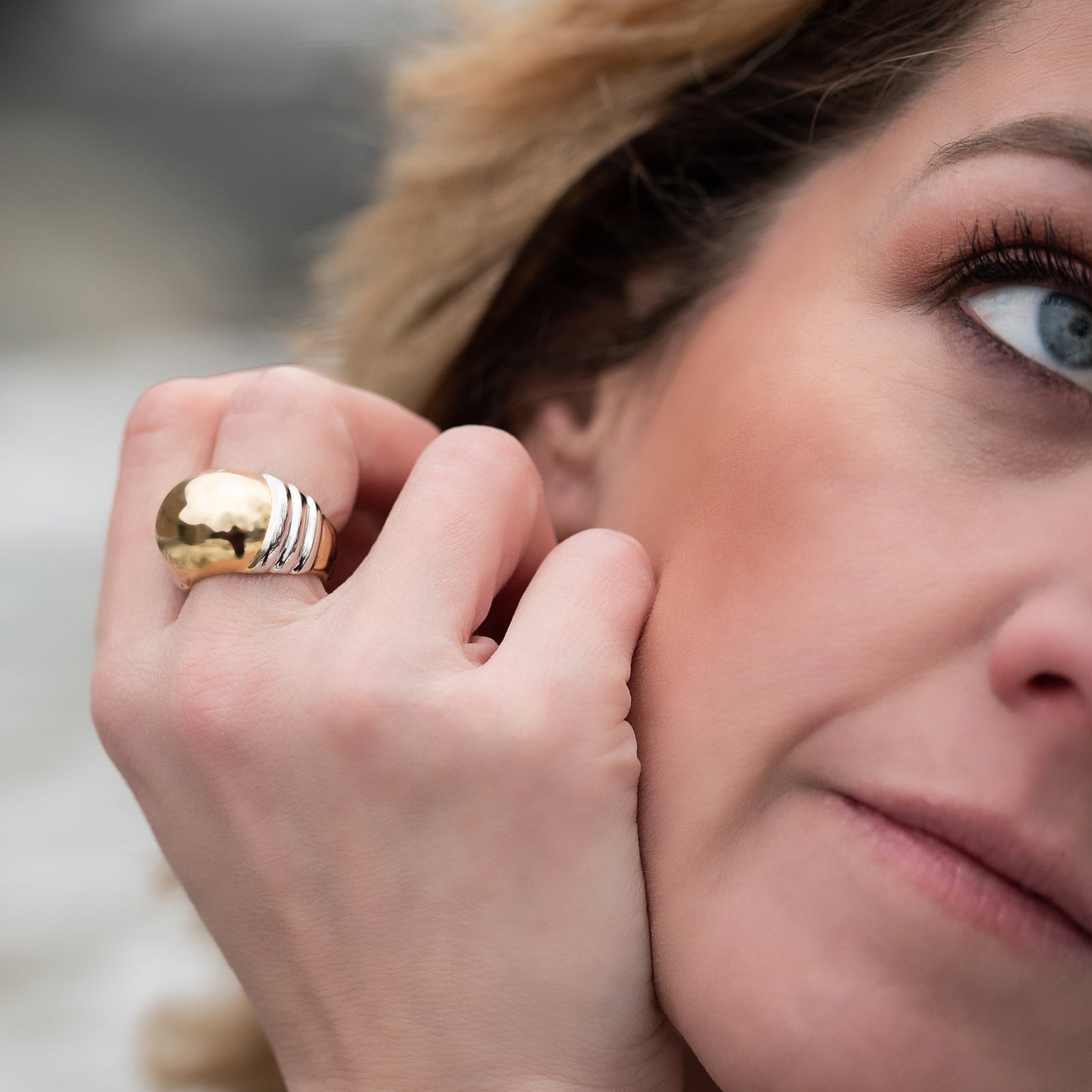 Vintage Women's Dome Ring 18k Gold Ring  Size: 7 by PVD Vintage Jewelry