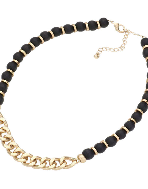 Load image into Gallery viewer, Metal Chain Link Accented Wood Necklace by Madeline Love
