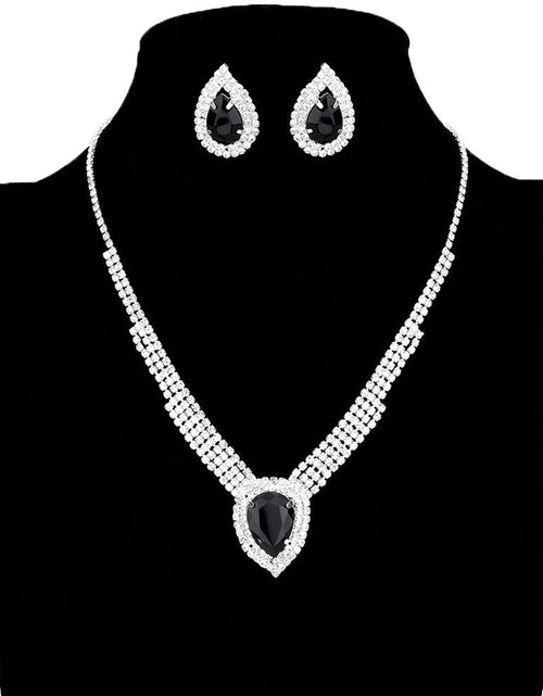 Load image into Gallery viewer, Crystal Teardrop Drop Rhinestone Necklace Earring Set by Madeline Love
