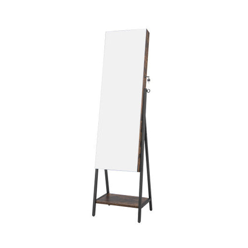 Load image into Gallery viewer, Freestanding Jewelry Cabinet with Full-Length Mirror-Rustic Brown
