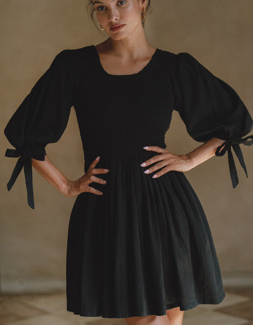 Load image into Gallery viewer, Jolie Puff Sleeve Linen Mini Dress by ELF
