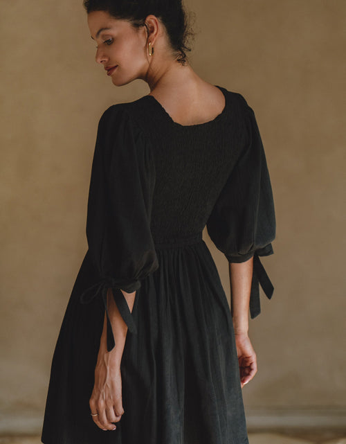Load image into Gallery viewer, Jolie Puff Sleeve Linen Mini Dress by ELF
