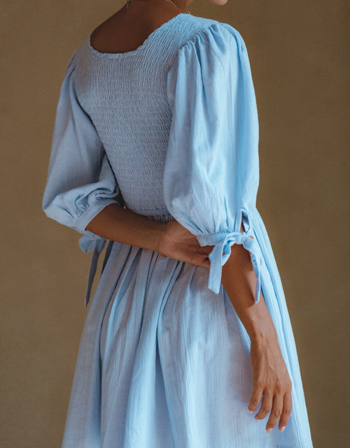 Load image into Gallery viewer, Jolie Puff Sleeve Linen Mini Dress by ELF
