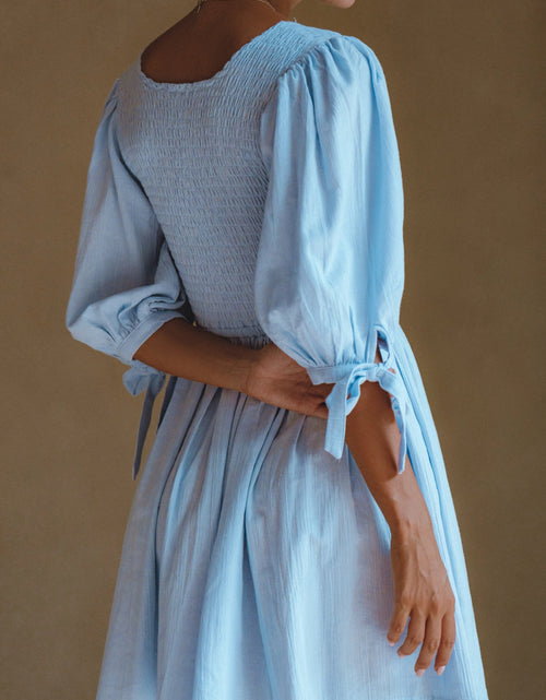 Load image into Gallery viewer, Jolie Puff Sleeve Linen Mini Dress by ELF
