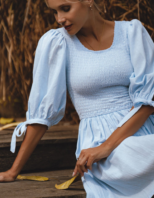 Load image into Gallery viewer, Jolie Puff Sleeve Linen Mini Dress by ELF
