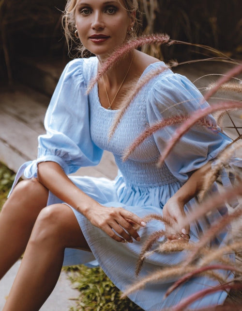 Load image into Gallery viewer, Jolie Puff Sleeve Linen Mini Dress by ELF
