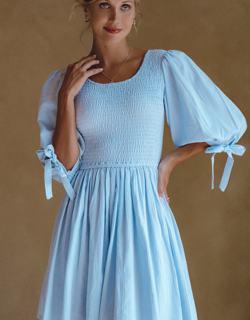 Load image into Gallery viewer, Jolie Puff Sleeve Linen Mini Dress by ELF
