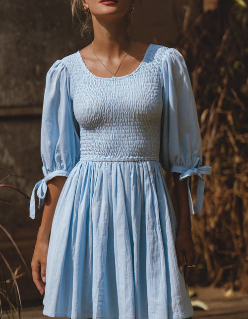 Load image into Gallery viewer, Jolie Puff Sleeve Linen Mini Dress by ELF
