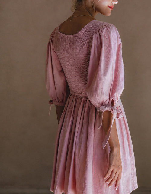 Load image into Gallery viewer, Jolie Puff Sleeve Linen Mini Dress by ELF
