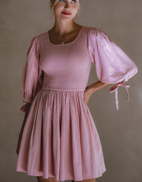 Load image into Gallery viewer, Jolie Puff Sleeve Linen Mini Dress by ELF
