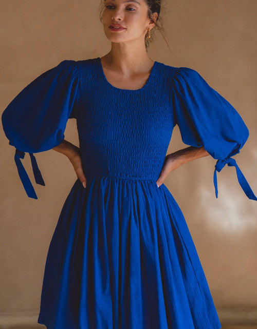 Load image into Gallery viewer, Jolie Puff Sleeve Linen Mini Dress by ELF

