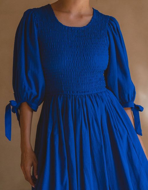 Load image into Gallery viewer, Jolie Puff Sleeve Linen Mini Dress by ELF
